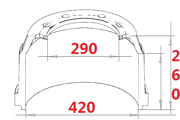 картинка Барабан тормозной 420/290/260 KRAN KRAN QY25 K5 1 2012 от магазина Одежда+