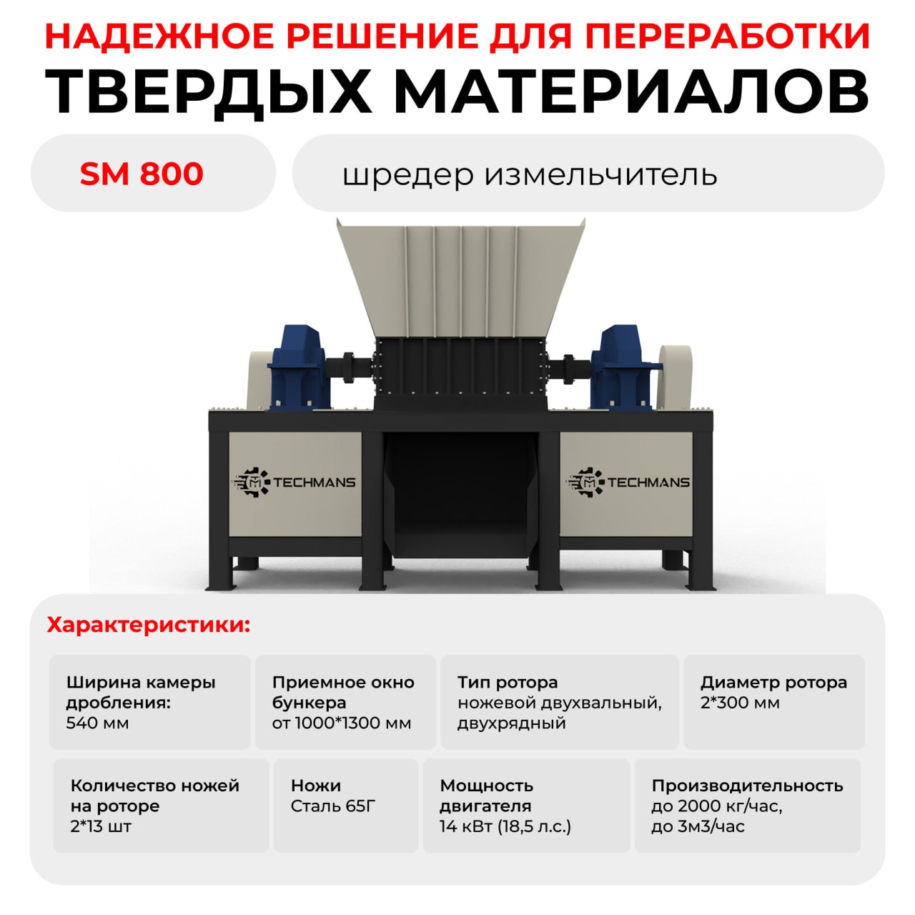 Шредер для измельчения паллет и поддонов