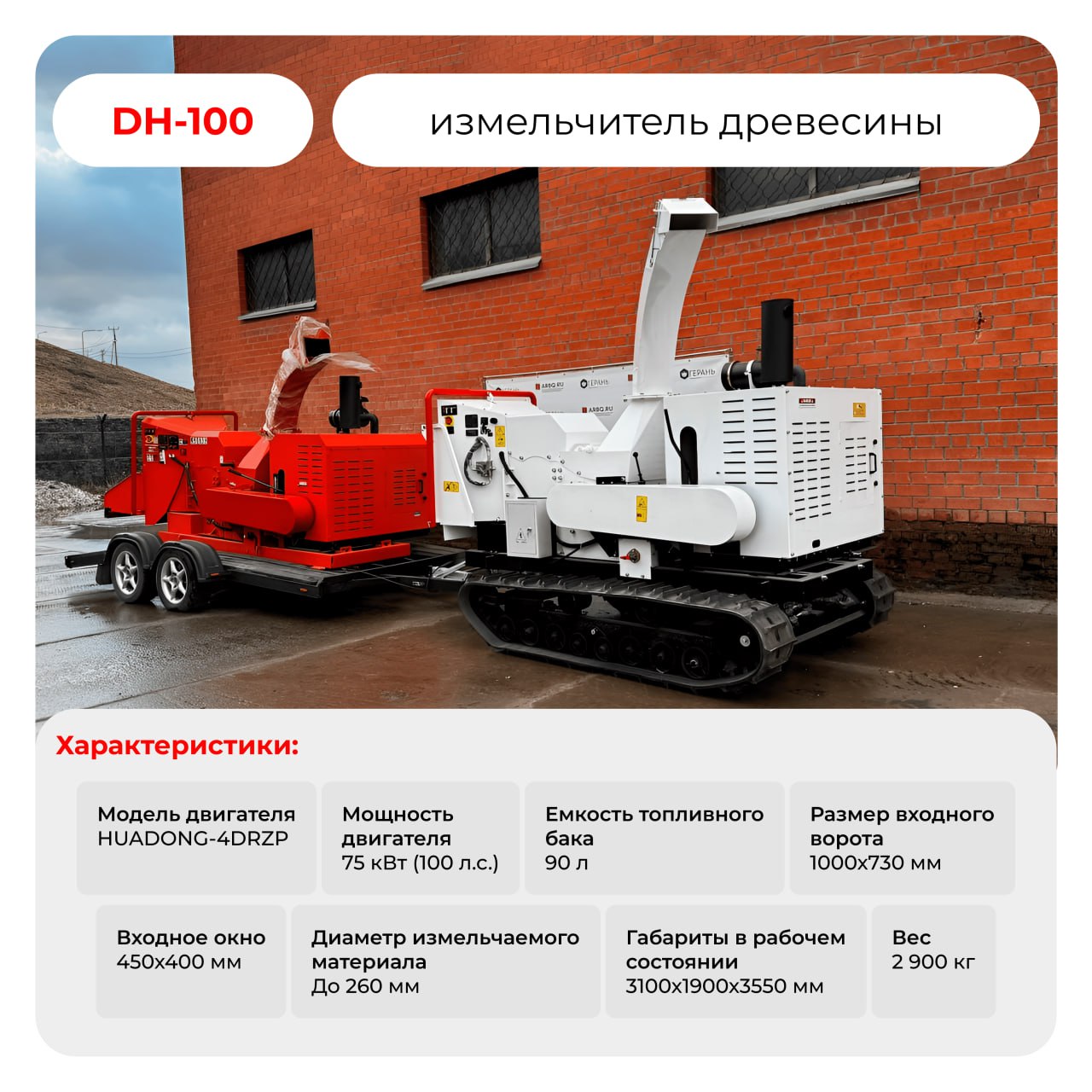 Измельчитель древесины DH-100 V.2025